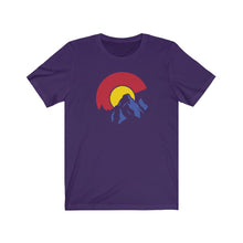 Load image into Gallery viewer, Colorado Logo C Flag Mountain T-Shirt, Red/Blue/Yellow

