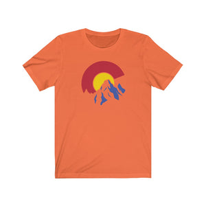 Colorado Logo C Flag Mountain T-Shirt, Red/Blue/Yellow