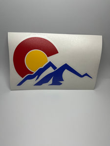 Colorado C over Mountains Sticker Decal