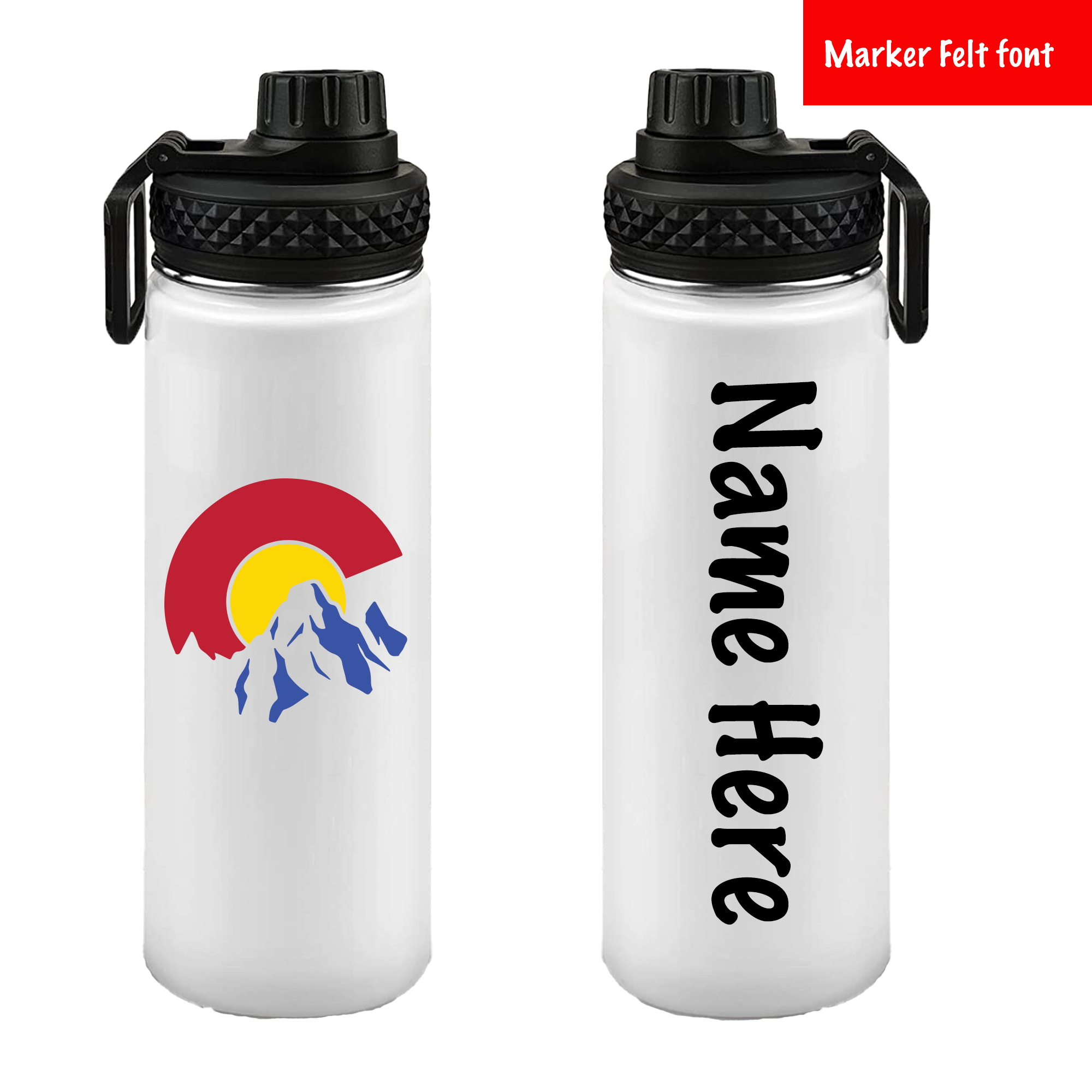 20oz Insulated Water Bottle Personalized With Name / Flip Top