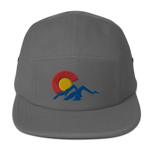 Five Panel Cap with Colorado C Over Mountains Black