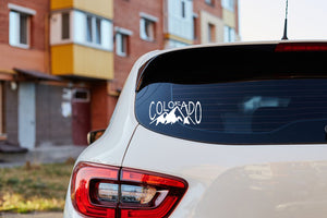 Colorado Mountain Car Sticker - White