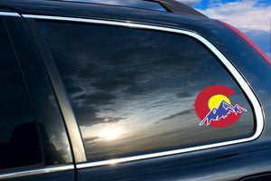 Colorado Red Blue Yellow Car Sticker Decal with Large Mountains