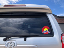 Load image into Gallery viewer, Colorado Red Blue Yellow Car Sticker Decal with Large Mountains
