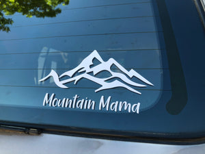 Mountain Mama Car Decal Sticker, White