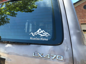 Mountain Mama Car Decal Sticker, White