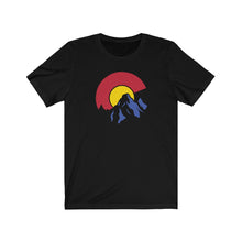 Load image into Gallery viewer, Colorado Logo C Flag Mountain T-Shirt, Red/Blue/Yellow
