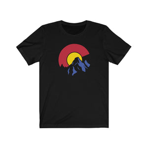 Colorado Logo C Flag Mountain T-Shirt, Red/Blue/Yellow